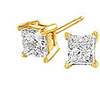 Yellow Gold Princess Diamond Stud Earrings