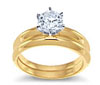 Yellow Gold Diamond Engagement Ring Setting With Matching Band